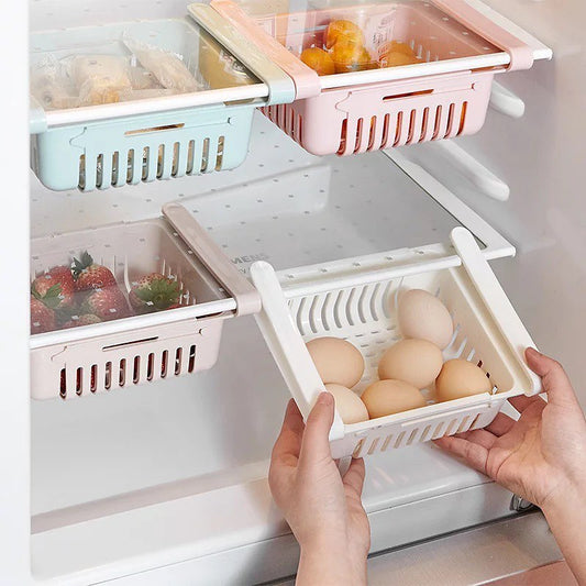 Adjustable & Expandable Fridge Storage Basket (Pack of 4)